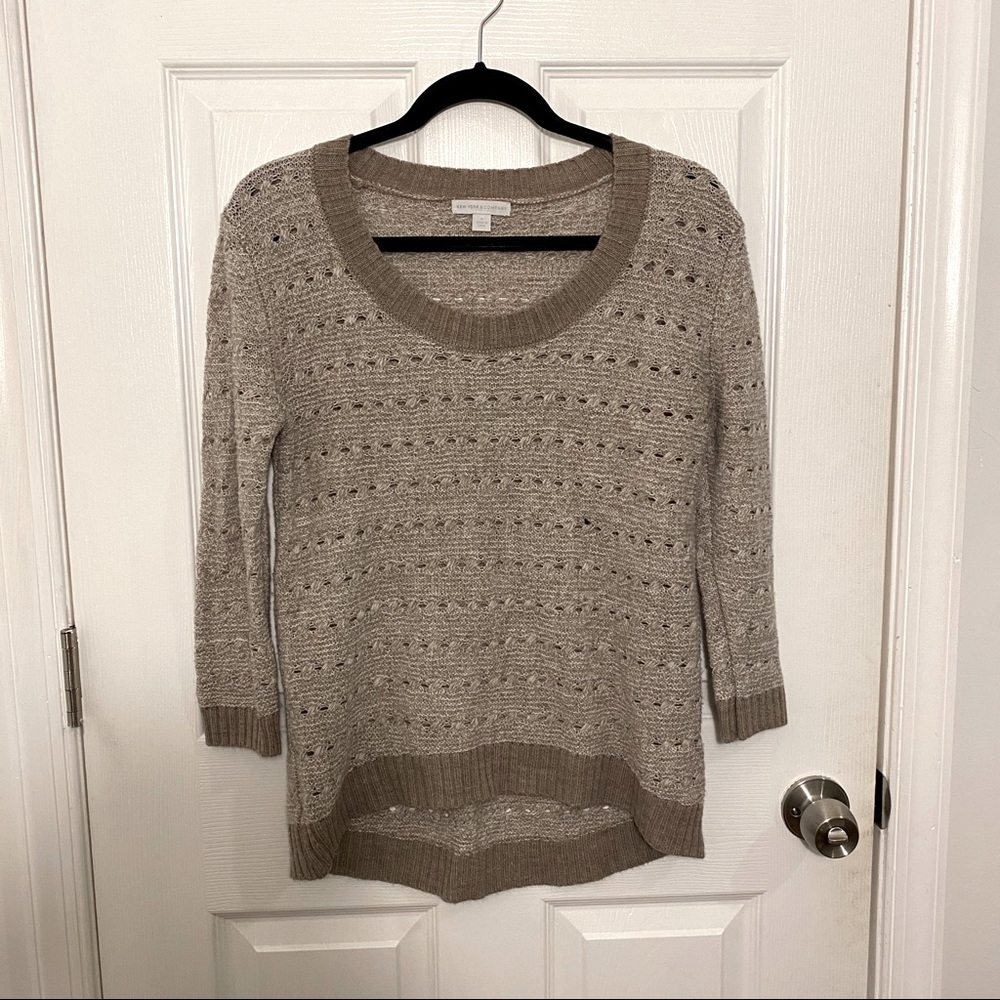 New York & Company beige brown knit sweater